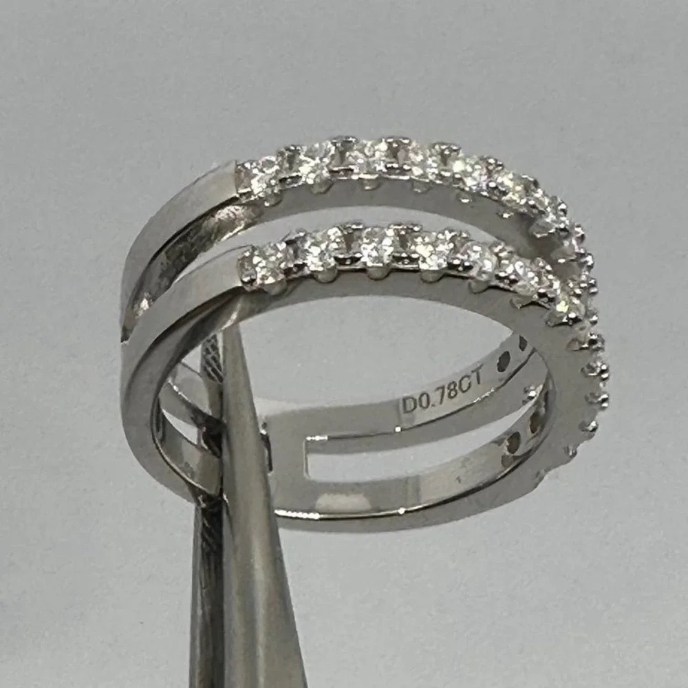 Moissanite Diamond Ring Enhancer Double Row Wedding Band Brilliant GRA Size 10